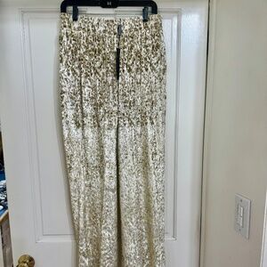 NEW with Tags $325 Ellie Tahari Pant Gold and Off White SZ M